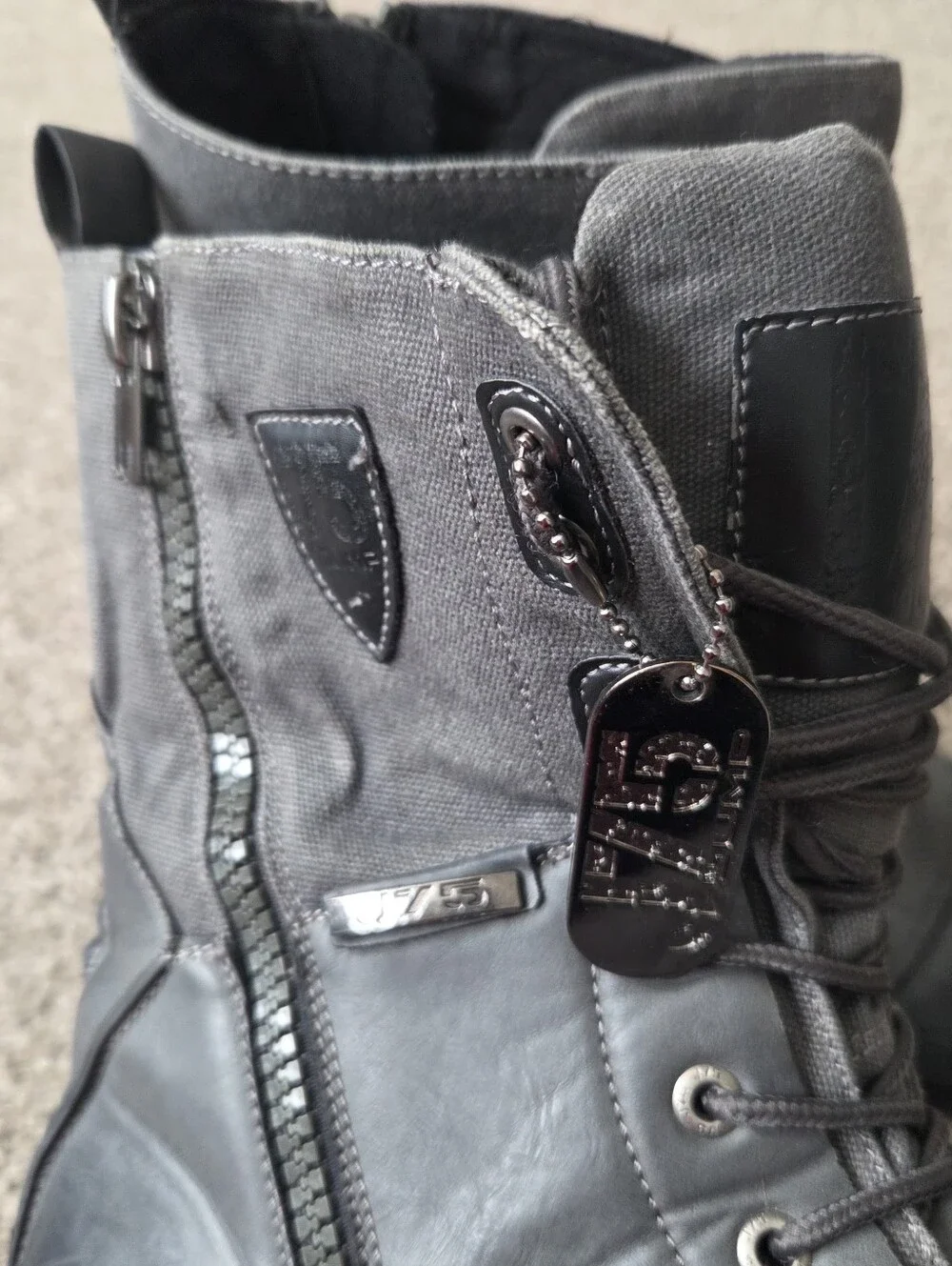 J75 Thunder by Jump Men's Gray Combat Boot Lace-Up Side Zip Tactical Size 12